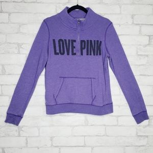 PINK Quarter Zip Pullover Purple Sweater Size M